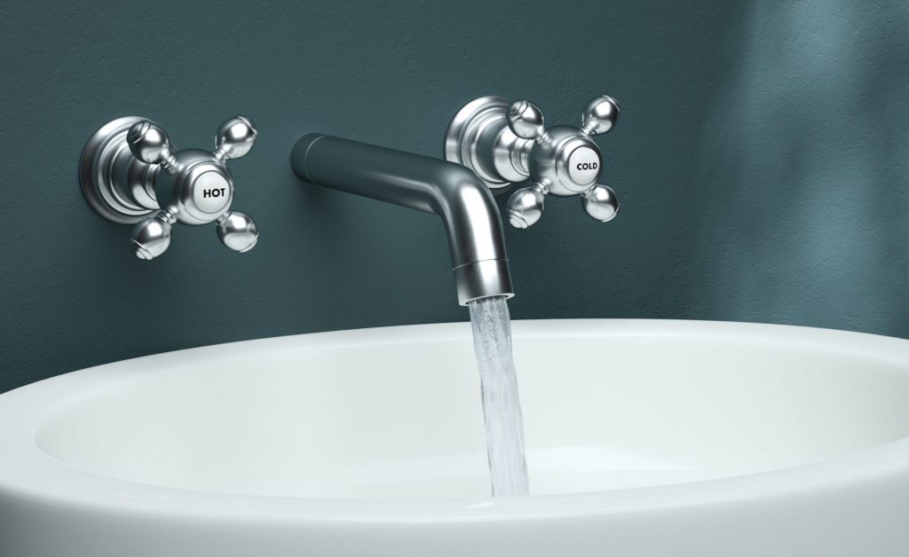 sink-with-running-water-from-taps